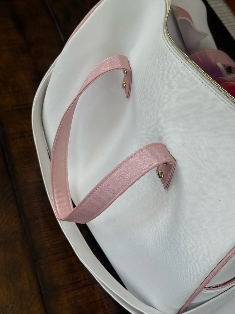 Under One Sky White and Pink Unicorn Satchel with Rainbow Pom